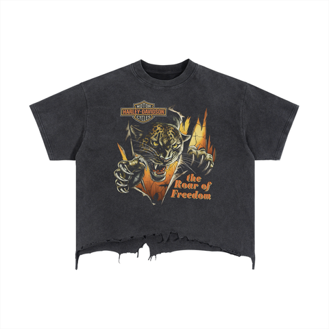 hd leopard boxy wash distressed tee